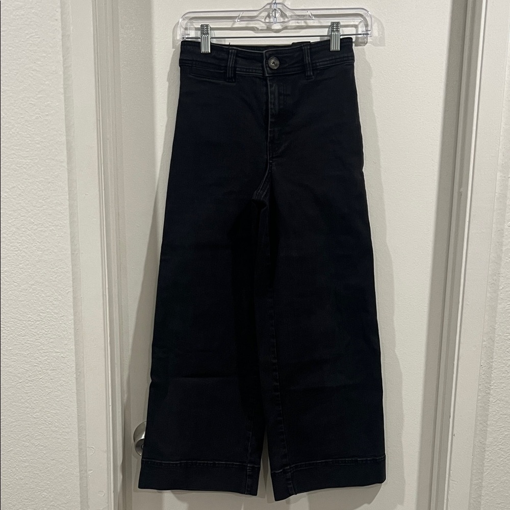 H&M Marine Crop High Rise Midnight Black Wide-Leg Jeans